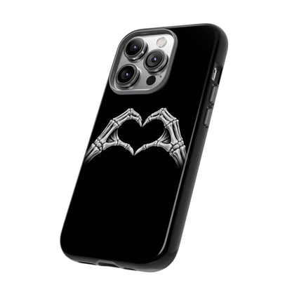 Skeleton Hands Heart Phone Case | Gothic Black Protective Cover