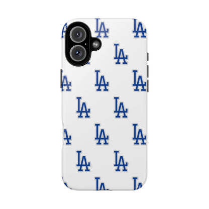 Blue LA Monogram Pattern Phone Case | Minimal Baseball Inspired Tough Cover