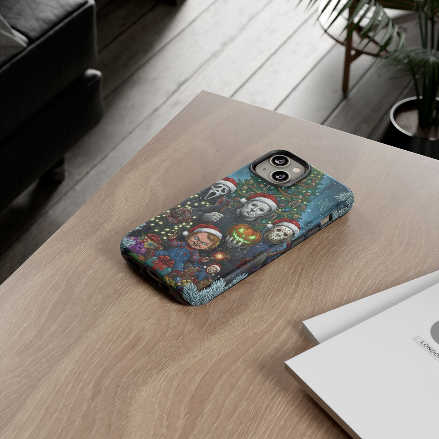 Christmas Horror Phone Case – Festive Slasher Collage Tough Case (iPhone, Samsung, Pixel)