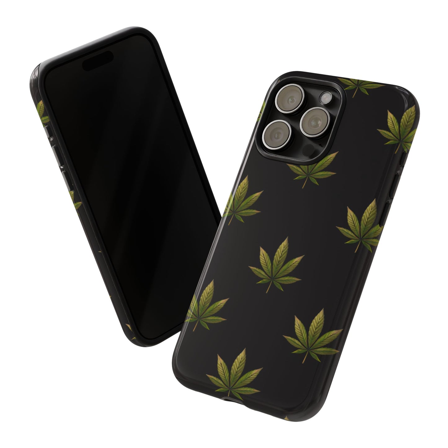 Cannabis Leaf Phone Case Green Weed Leaf Pattern Tough Protective Cover