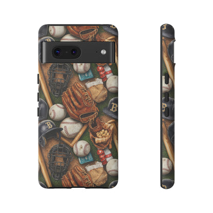 Baseball Gear Collage Phone Case – Vintage Baseball Equipment Sports Tough Case
