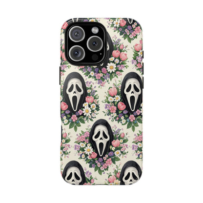 Floral Ghost Face Aesthetic Phone Case – Cute Spooky Tough Cover