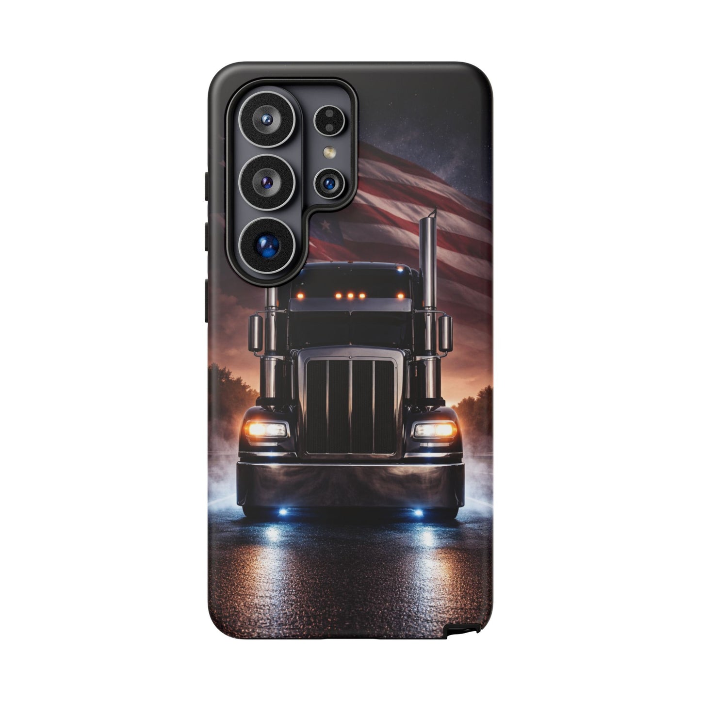 Semi Truck Phone Case American Flag Big Rig Trucker Gift iPhone Samsung