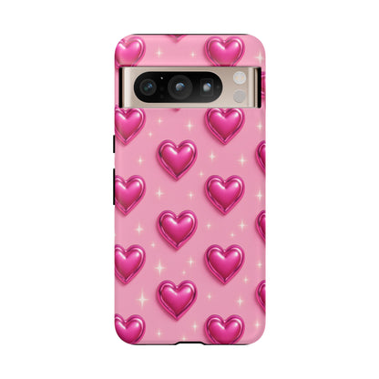 Pink Heart Pattern Phone Case | Tough Protective Case for Iphone, Samsung Galaxy and Pixel