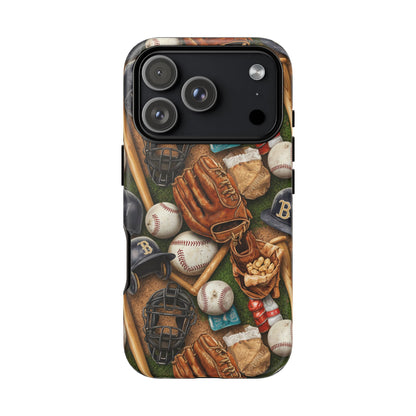Baseball Gear Collage Phone Case – Vintage Baseball Equipment Sports Tough Case