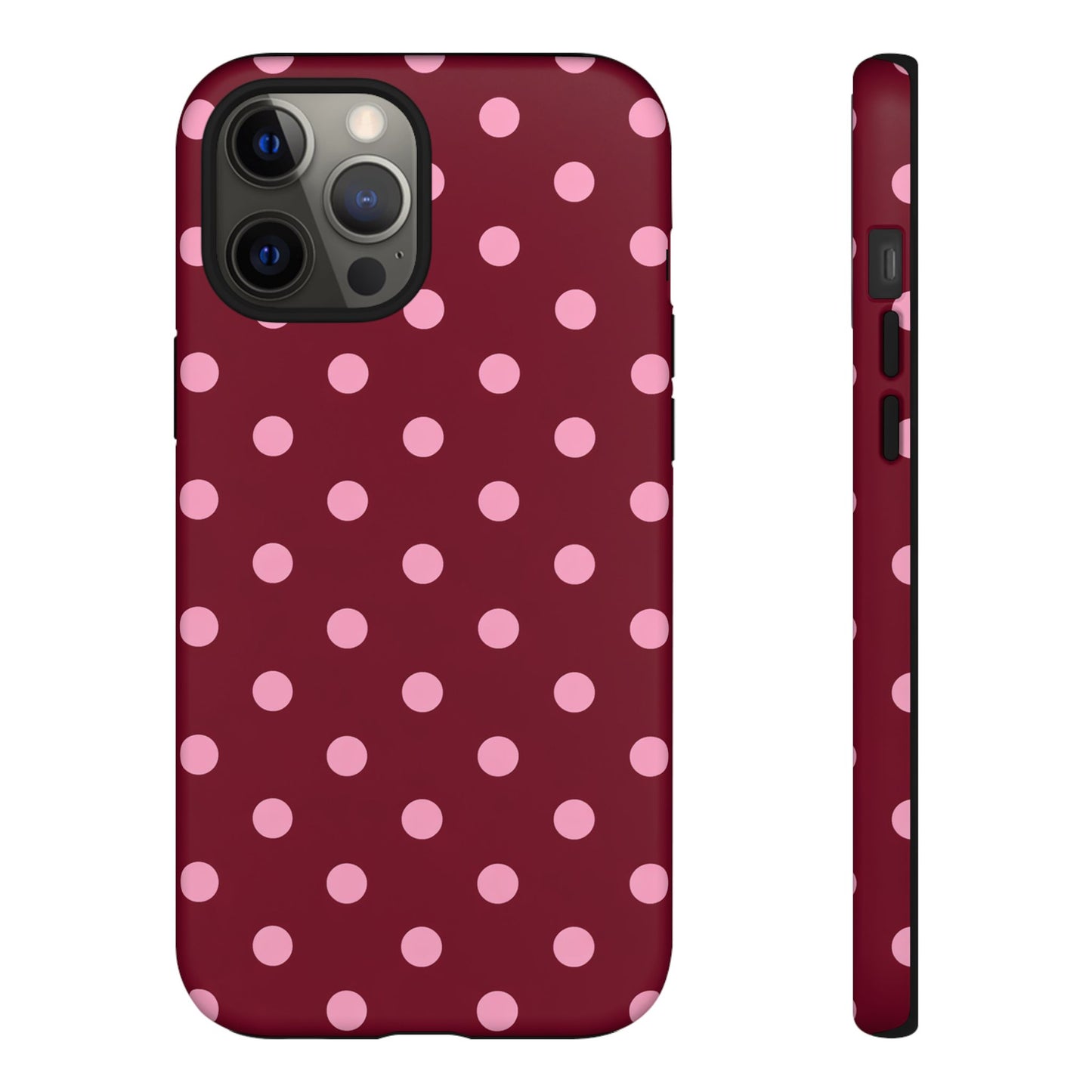 Pink Polka Dot Phone Case – Cute Aesthetic Tough Protective Phone Cover for Iphone, Samsung Galaxy and Pixel