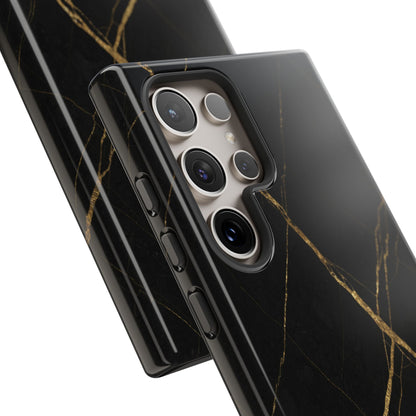 Black Marble Phone Case with Gold Veins – Luxury Minimal Aesthetic Tough Case