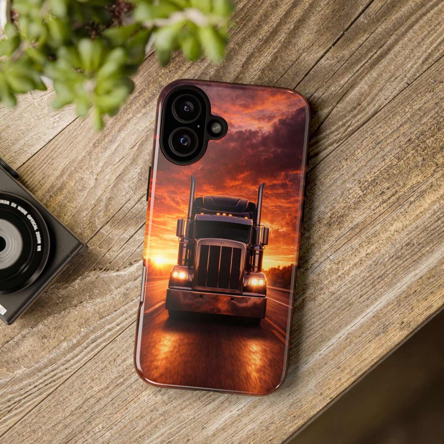 Big Rig Truck Phone Case Sunset Highway Semi Truck iPhone Samsung Cover