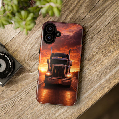 Big Rig Truck Phone Case Sunset Highway Semi Truck iPhone Samsung Cover