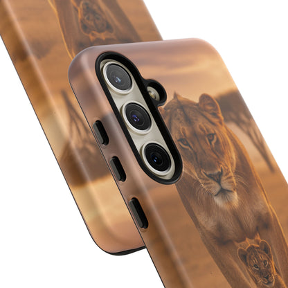 Lioness & Cub Phone Case | Safari Wildlife Tough Case for iPhone & Samsung