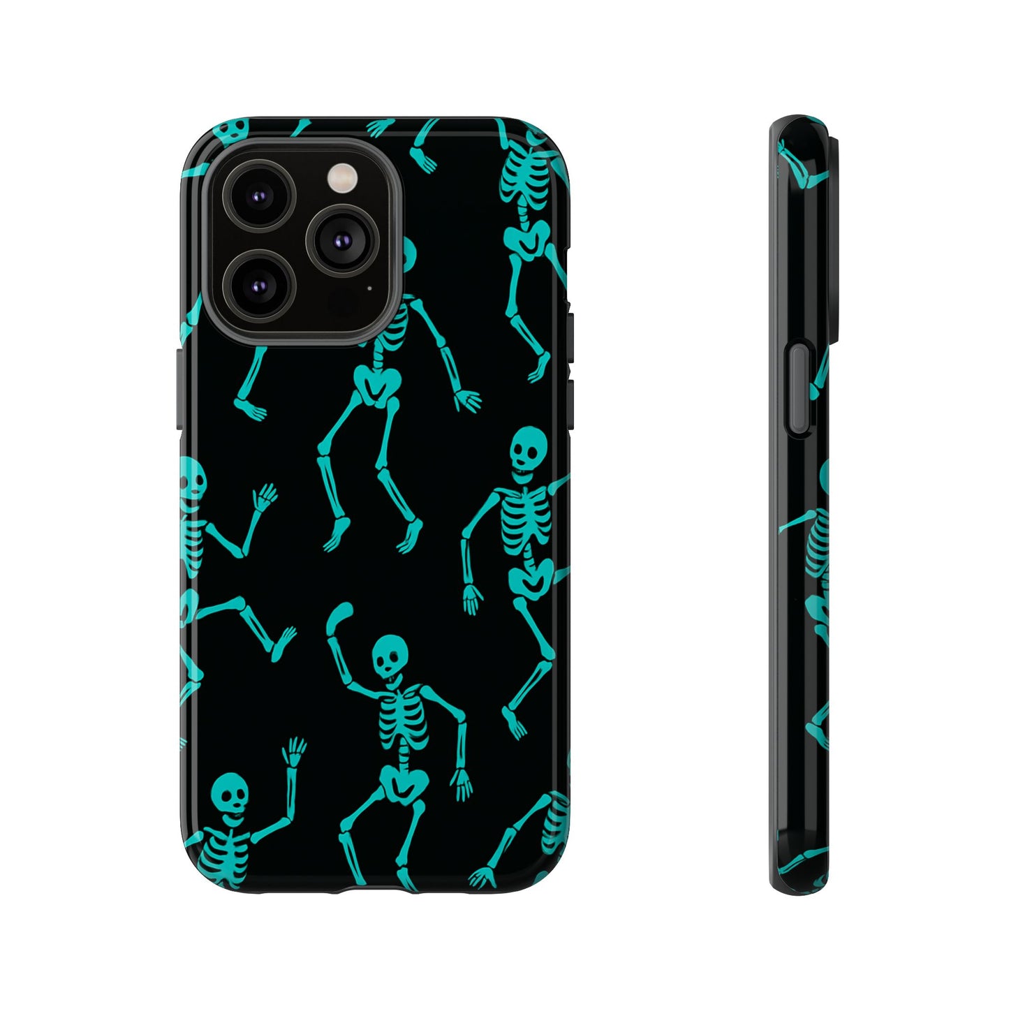 Dancing Teal Skeletons Phone Case | Tough Protective Case for Iphone, Samsung Galaxy and Pixel