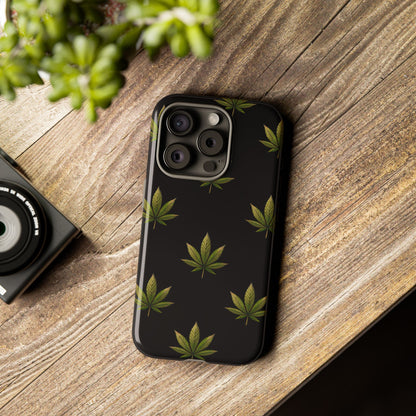 Cannabis Leaf Phone Case Green Weed Leaf Pattern Tough Protective Cover