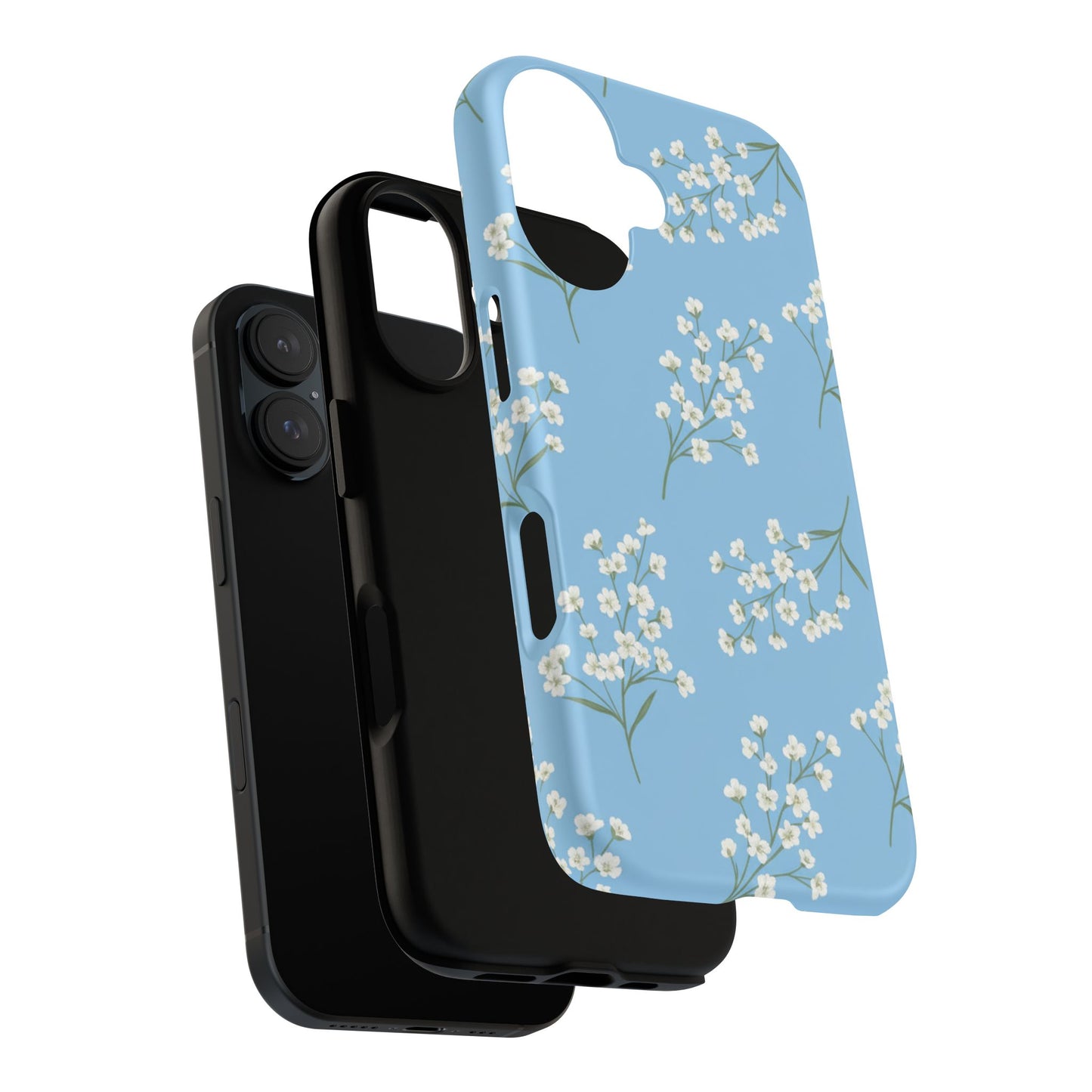 Baby’s Breath Floral Phone Case | Minimal Blue Flower Tough Case