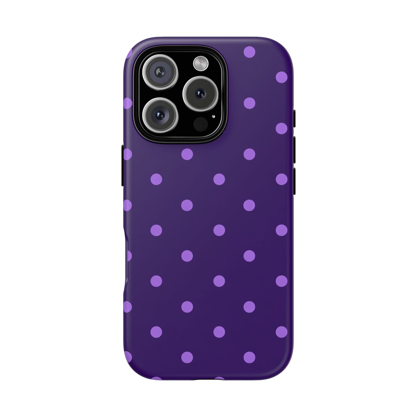Purple Polka Dot Tough Phone Case – Cute Stylish Durable Protective Cover for Iphone, Samsung Galaxy and Pixel