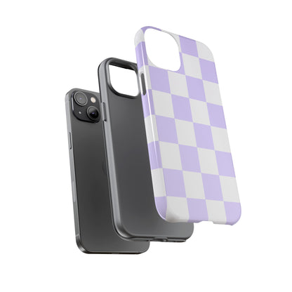 Lavender Checkerboard Phone Case | Pastel Aesthetic Checkered iPhone & Samsung Tough Case