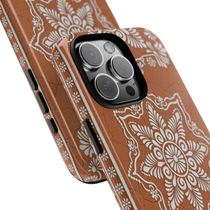 Talavera Terracotta Phone Case | Mexican Floral Pattern iPhone & Samsung Tough Case | Boho Clay Aesthetic Cover