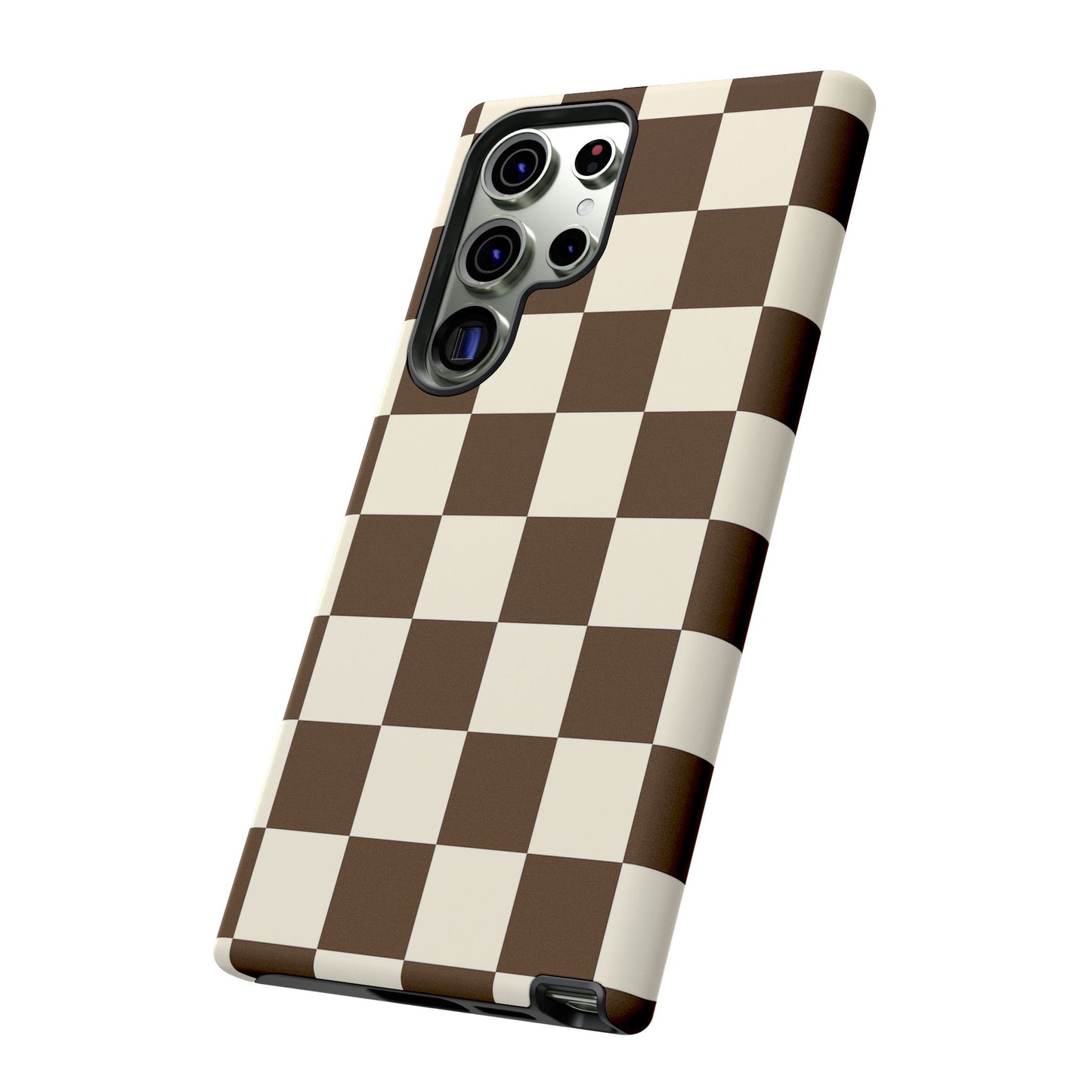 Mocha Checkerboard Phone Case | Neutral Aesthetic Tough Case