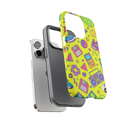 90s Retro Neon Phone Case – Y2K Nostalgia Colorful Icons Tough Protective Case