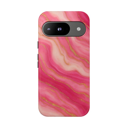 Pink Marble Phone Case | Rose Gold Swirl Aesthetic Tough Protective Case