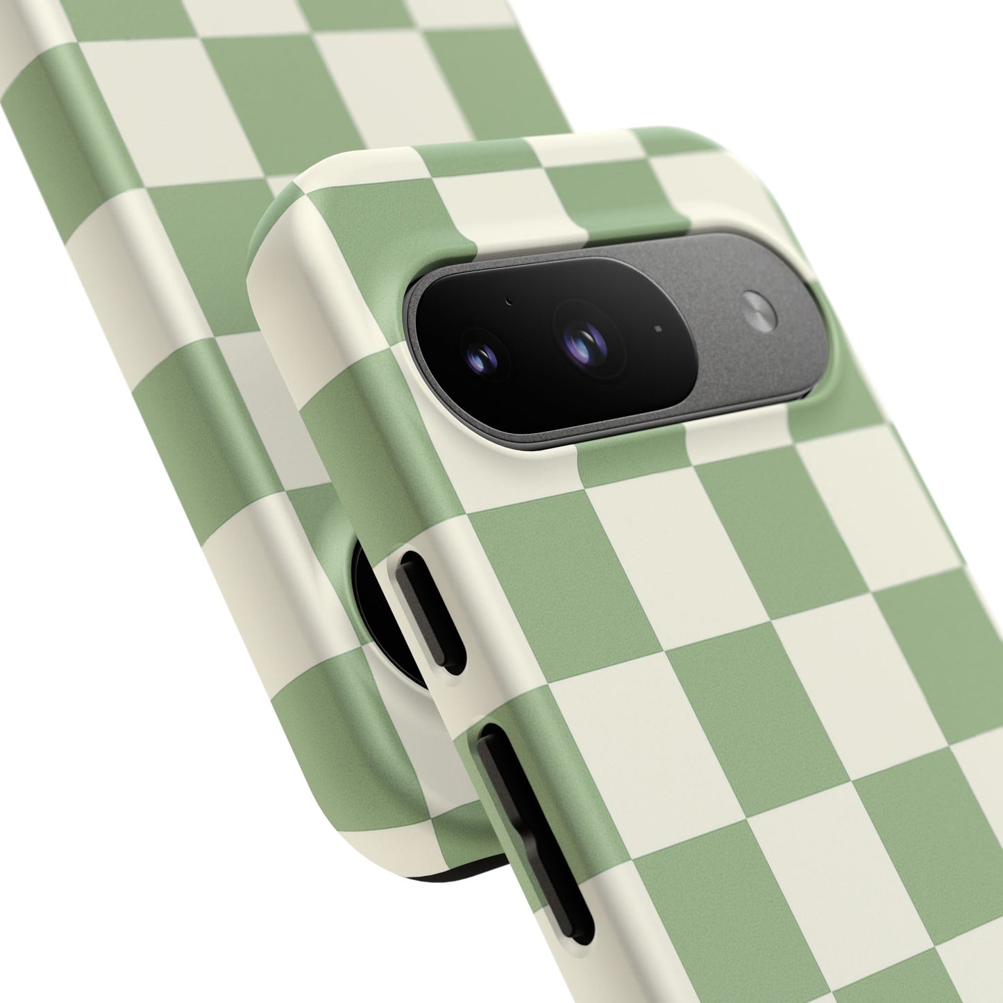 Sage Green Checkerboard Phone Case | Minimal Aesthetic Tough Case