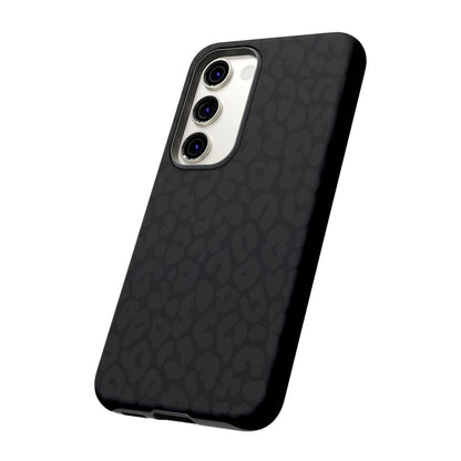 Black Leopard Phone Case | Black on Black Leopard Print Tough iPhone & Samsung Case | Matte or Glossy Protective Cover