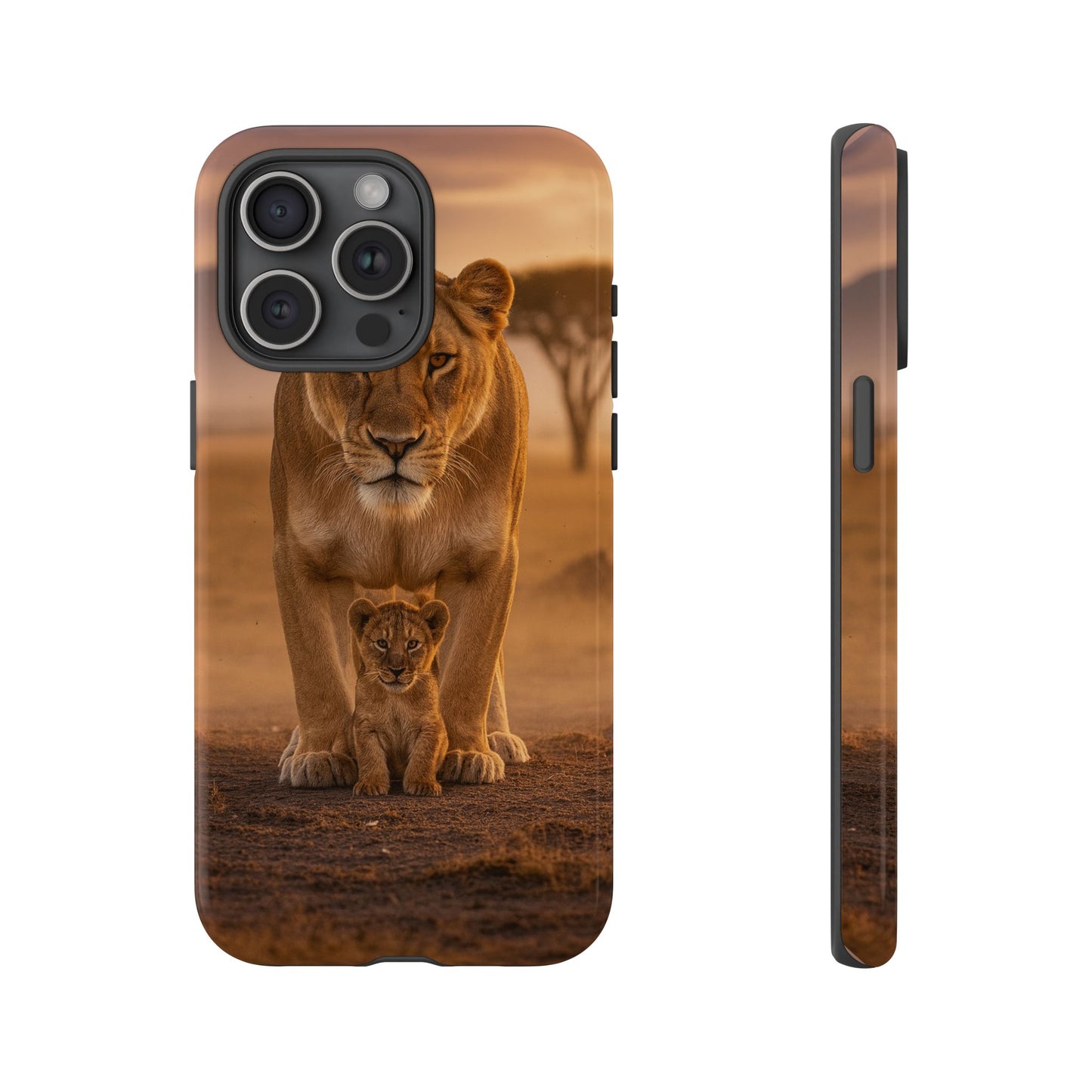 Lioness & Cub Phone Case | Safari Wildlife Tough Case for iPhone & Samsung