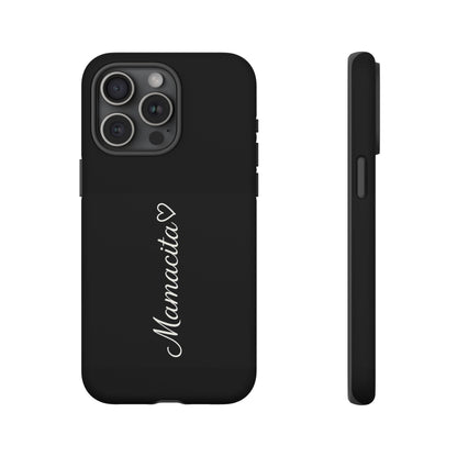 Mamacita Script Phone Case | Minimal Black Tough Case | Sleek Aesthetic Cover
