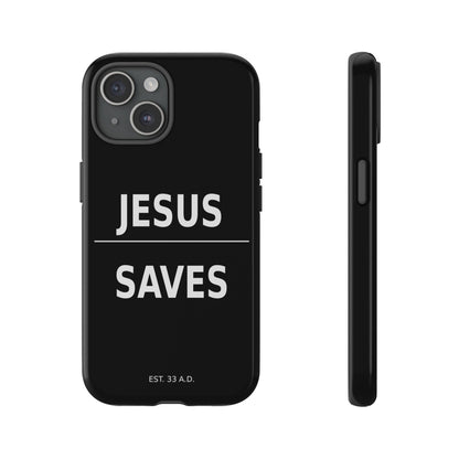 Jesus Saves Phone Case Christian Religious Minimalist Black Tough Cover