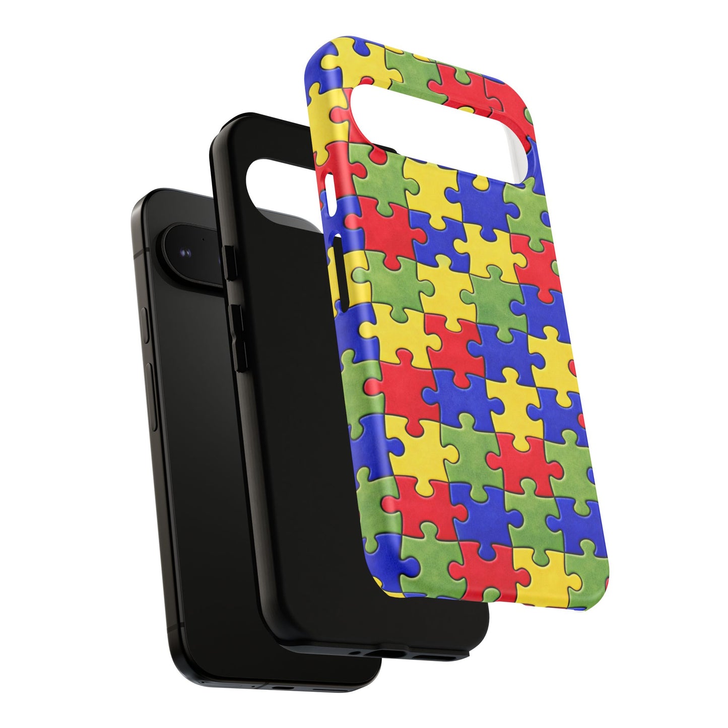 Colorful Puzzle Phone Case, Autism Awareness Jigsaw Design, Tough Protective Case, iPhone & Samsung Case, Vibrant Puzzle Pattern