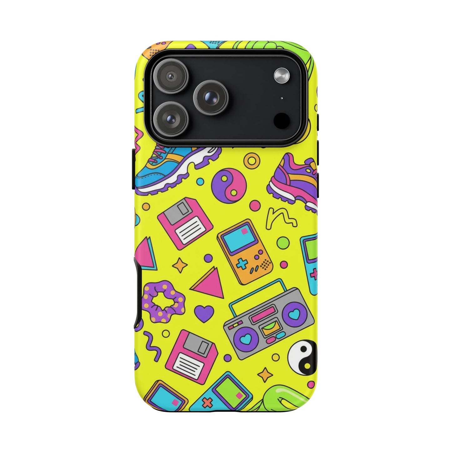 90s Retro Neon Phone Case – Y2K Nostalgia Colorful Icons Tough Protective Case