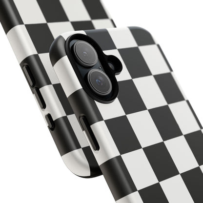 Black & White Checkerboard Phone Case – Classic Aesthetic Tough Protective Case for Iphone, Samsung Galaxy and Pixel