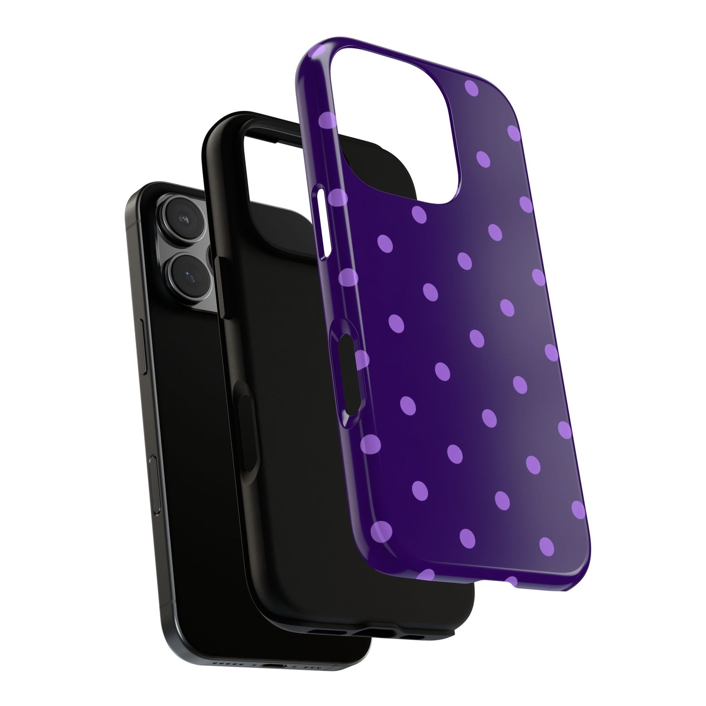 Purple Polka Dot Tough Phone Case – Cute Stylish Durable Protective Cover for Iphone, Samsung Galaxy and Pixel