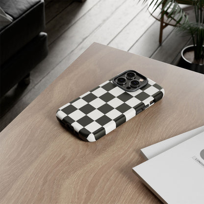 Black & White Checkerboard Phone Case – Classic Aesthetic Tough Protective Case for Iphone, Samsung Galaxy and Pixel