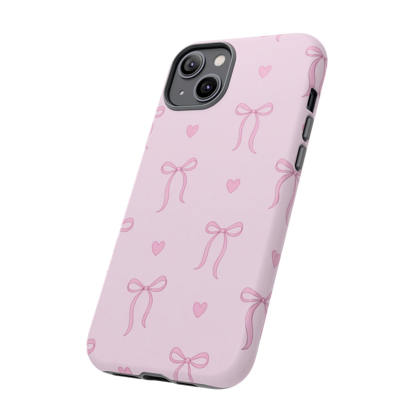 Pink Bow Heart Aesthetic Phone Case – Coquette Cute Tough Cover