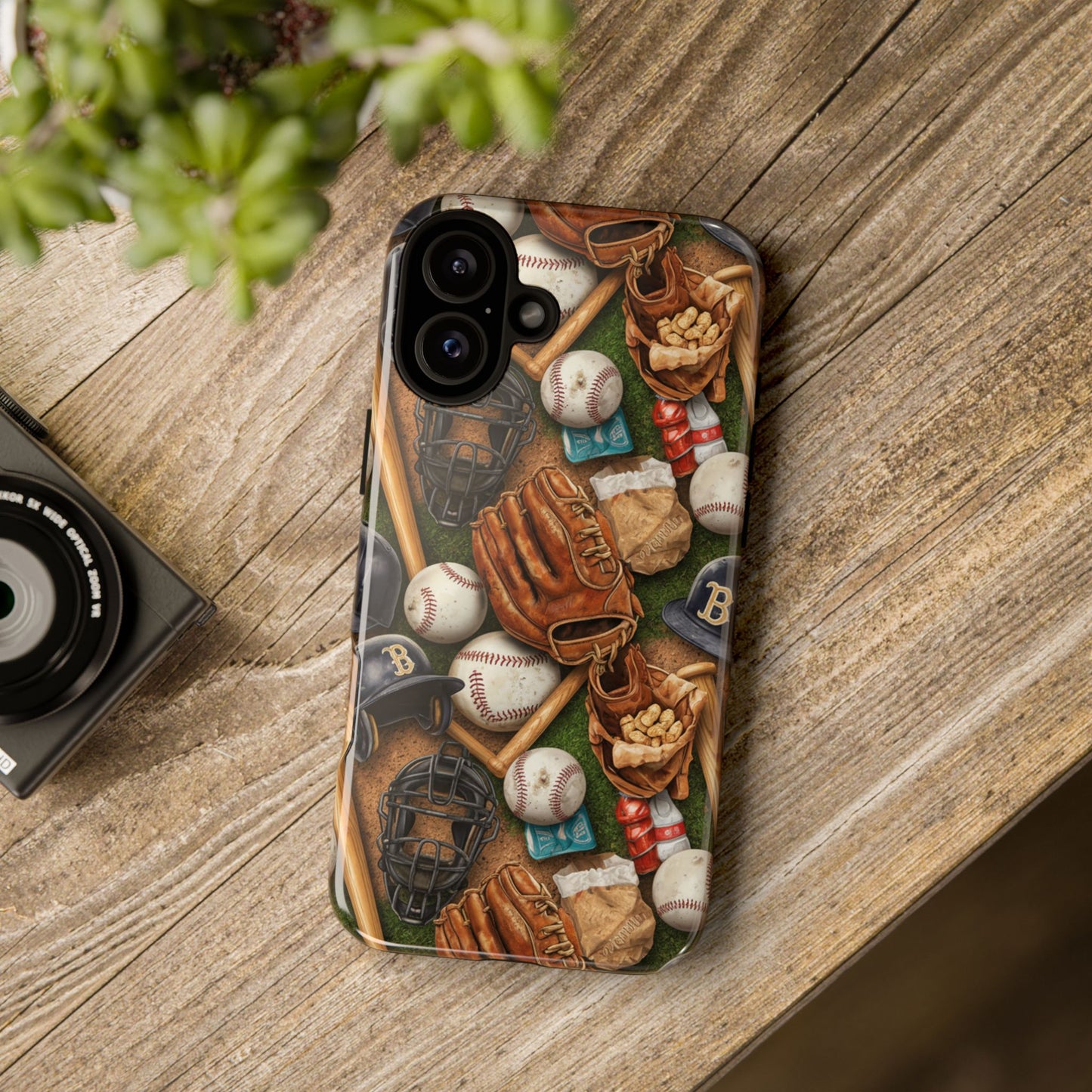 Baseball Gear Collage Phone Case – Vintage Baseball Equipment Sports Tough Case