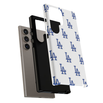 Blue LA Monogram Pattern Phone Case | Minimal Baseball Inspired Tough Cover