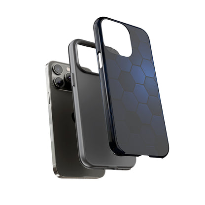 Blue Hexagon Gradient Phone Case | Honeycomb Geometric Tech Aesthetic | Minimalist Tough Case for iPhone & Samsung