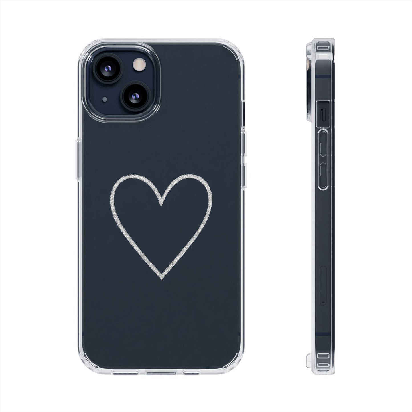 Minimal Hand-Drawn Heart Clear Phone Case | Aesthetic Clear Protective Case