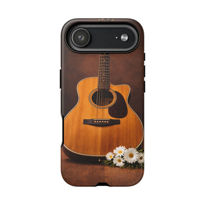Acoustic Guitar Daisy Phone Case | Rustic Music Lover Tough Cover