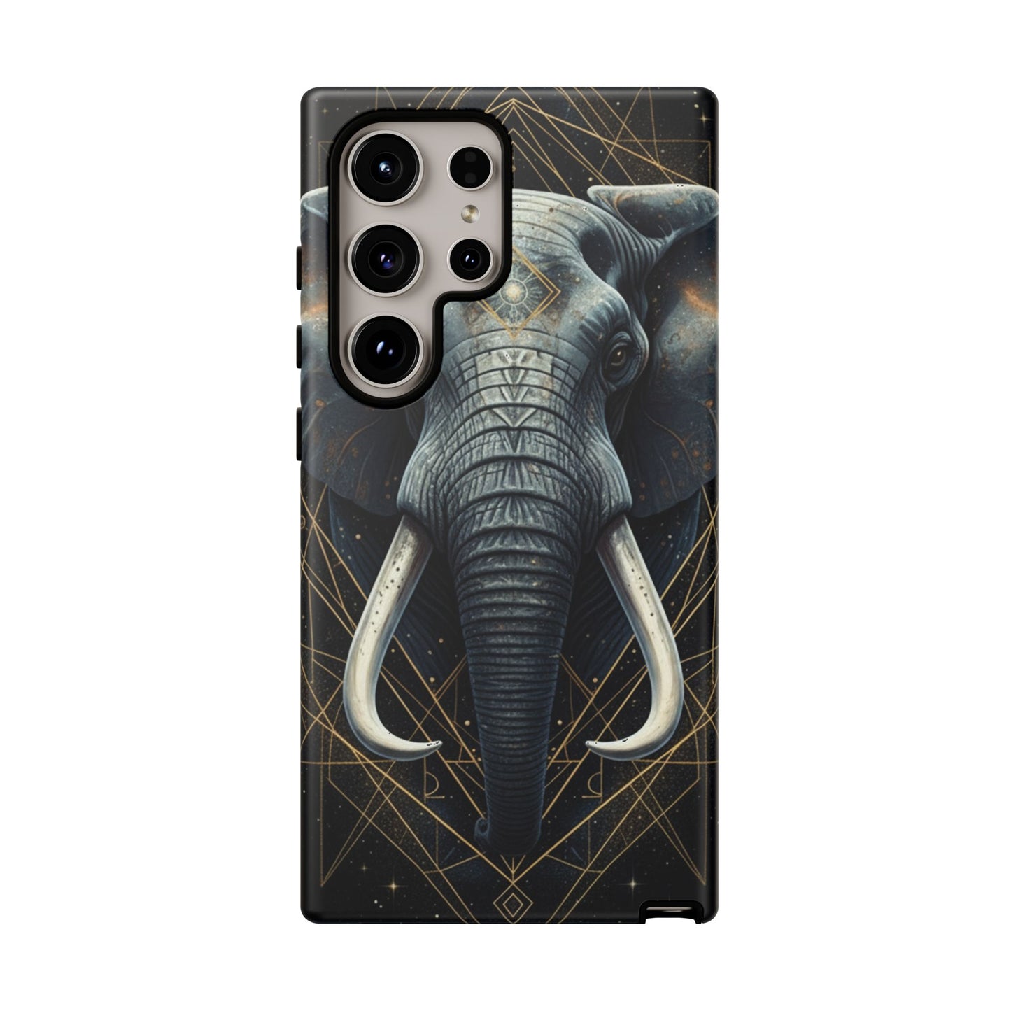 Elephant Mandala Phone Case – Black and Gold Spiritual Elephant Tough Protective Case
