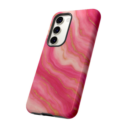 Pink Marble Phone Case | Rose Gold Swirl Aesthetic Tough Protective Case