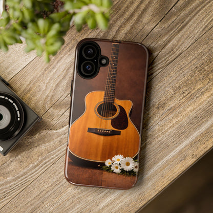 Acoustic Guitar Daisy Phone Case | Rustic Music Lover Tough Cover