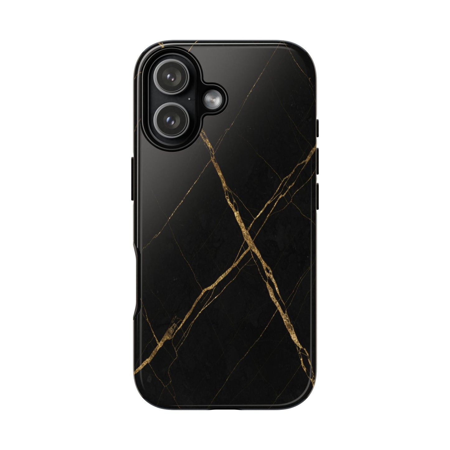 Black Marble Phone Case with Gold Veins | Minimal Luxury Tough Case