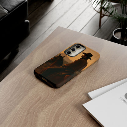 Western Cowboy Sunset Phone Case | Horse Rider Desert Aesthetic Tough Protective Case