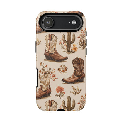 Cowboy Boots Western Phone Case Rustic Cowgirl Cactus Floral iPhone Samsung Pixel