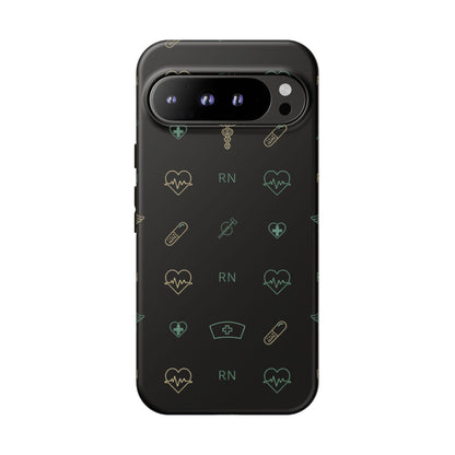 RN Nurse Phone Case – Minimal Medical Icon Pattern Healthcare Worker Tough Case