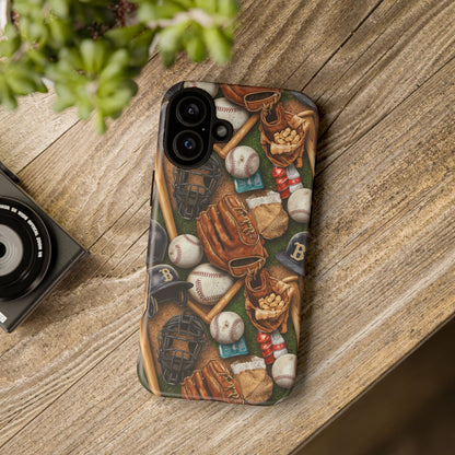 Baseball Gear Collage Phone Case – Vintage Baseball Equipment Sports Tough Case