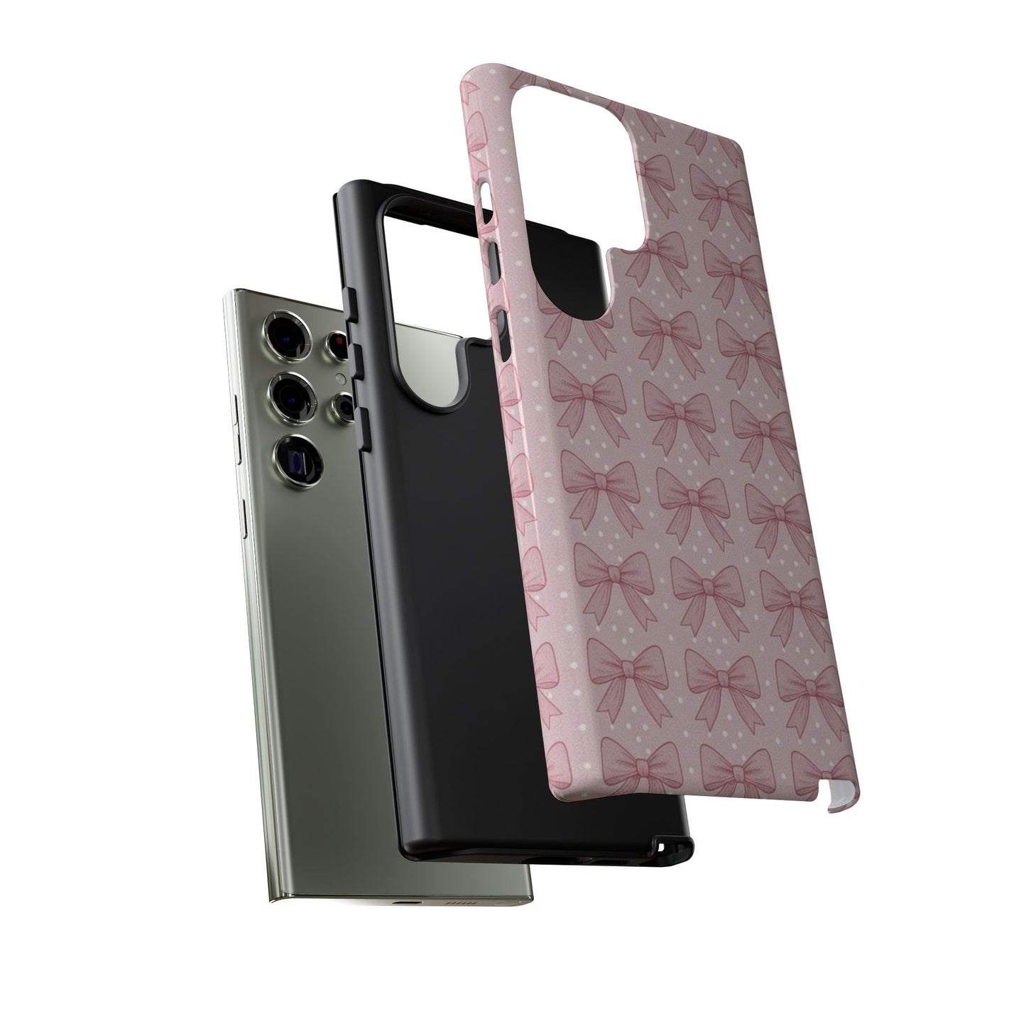 Pink Bow Pattern Phone Case – Soft Coquette Aesthetic Tough Case