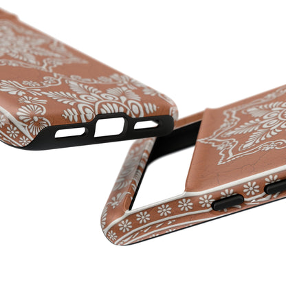 Talavera Terracotta Phone Case | Mexican Floral Pattern iPhone & Samsung Tough Case | Boho Clay Aesthetic Cover