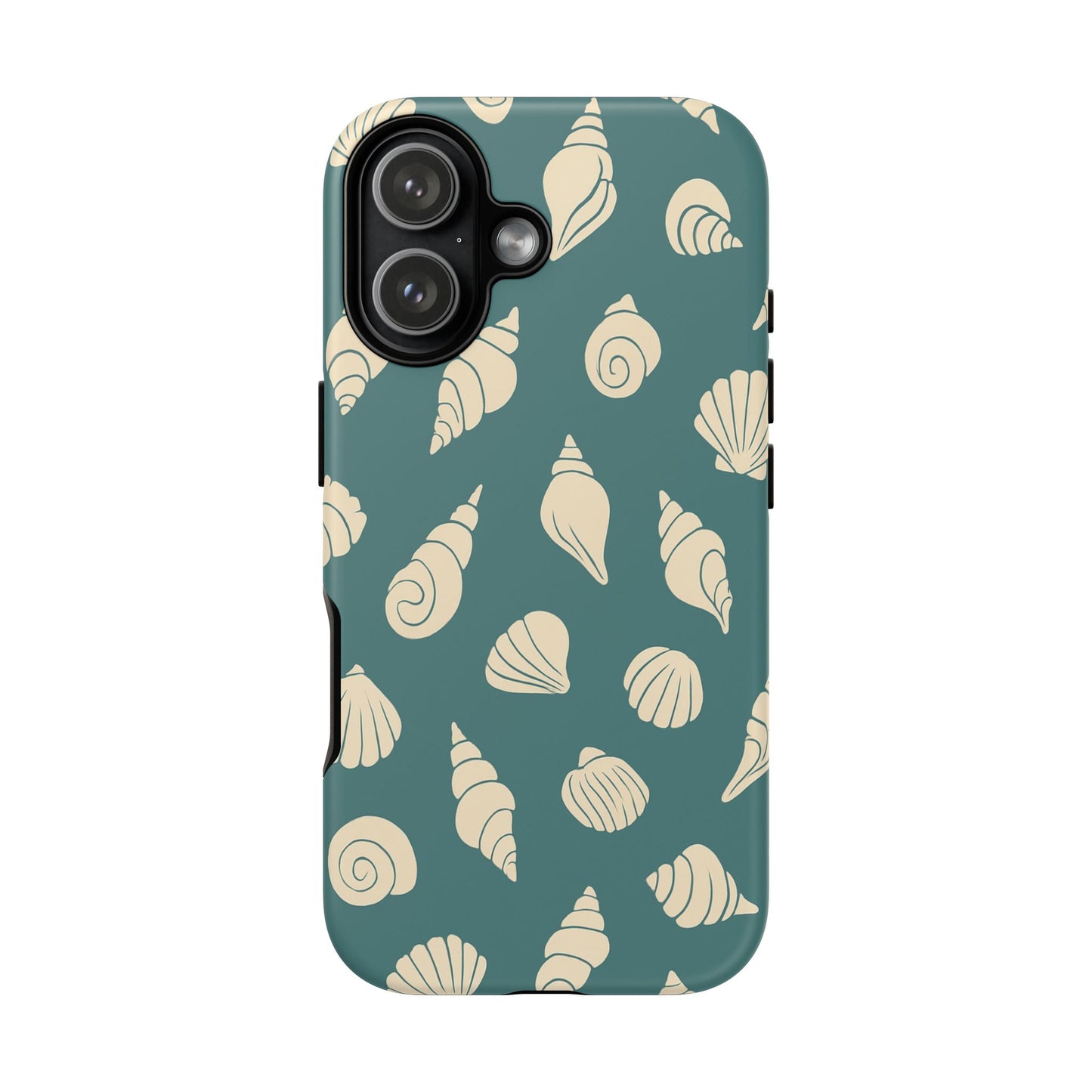 Seashell Pattern Phone Case | Teal Coastal Shells Tough Case for Iphone, Samsung Galaxy and Pixel